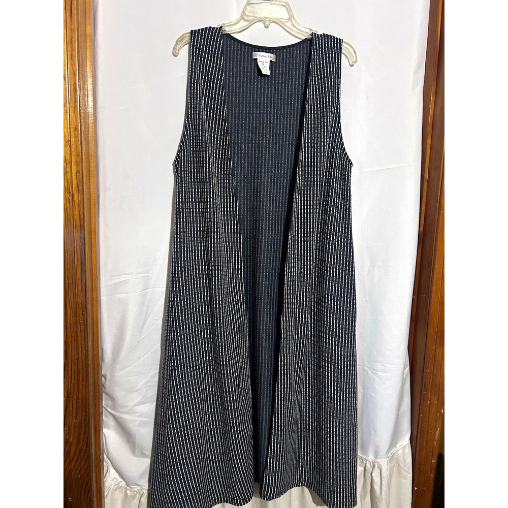 Paisley Vine Women's Gray Striped Ribbed Knit A-Line Vest Sleeveless S